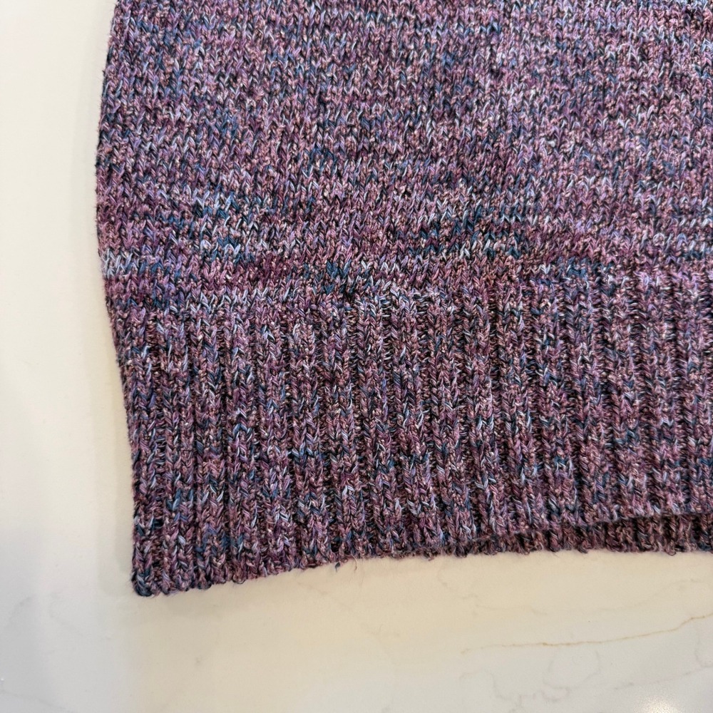 J. Jill Purple Heathered Knit Sweater 1X EUC 3/4 Sleeve Crew Neck Plus Size - Picture 3 of 8